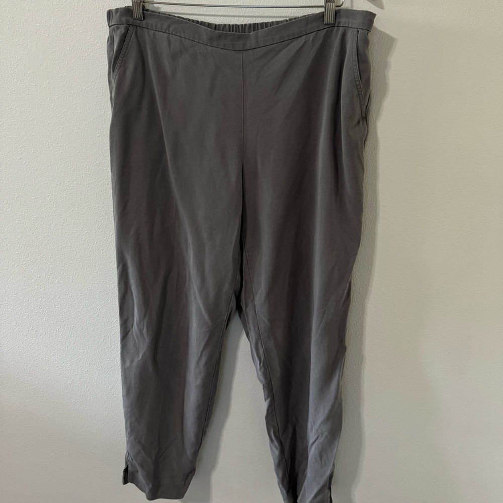 Eileen Fisher Tencel Pull On Slouchy Tapered Ankle Pants Gray Beachy-Large - Picture 1 of 10